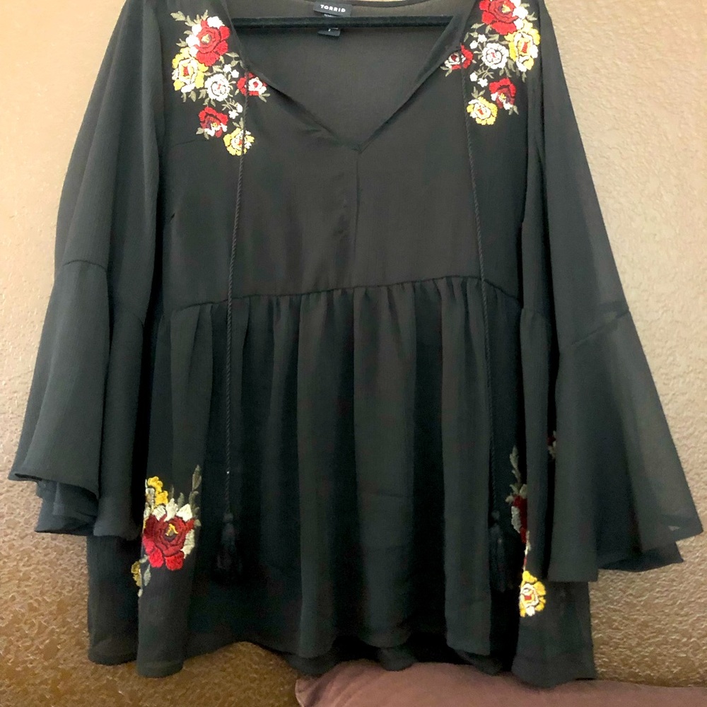Sheer black and floral top